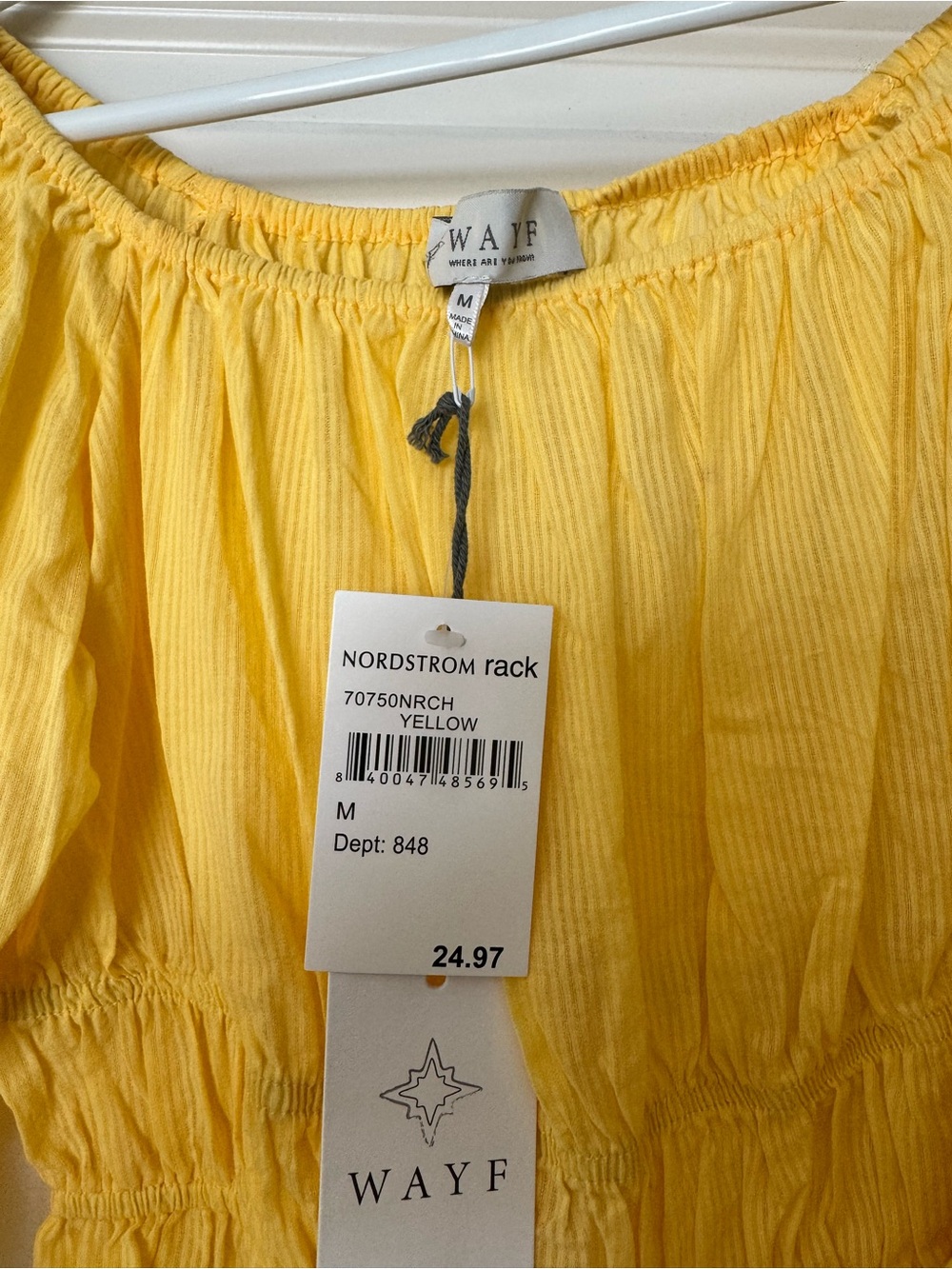 Wayf Yellow Off-Shoulder Ruffle Peasant Top - Picture 2 of 2